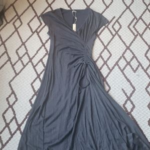 NWT Max Studio Crinkled Jersey Side Ruched Dress, Denim Colored